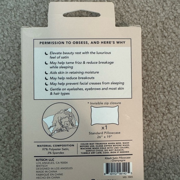 Kitsch Satin Pillowcase - Champagne - Picture 2 of 2